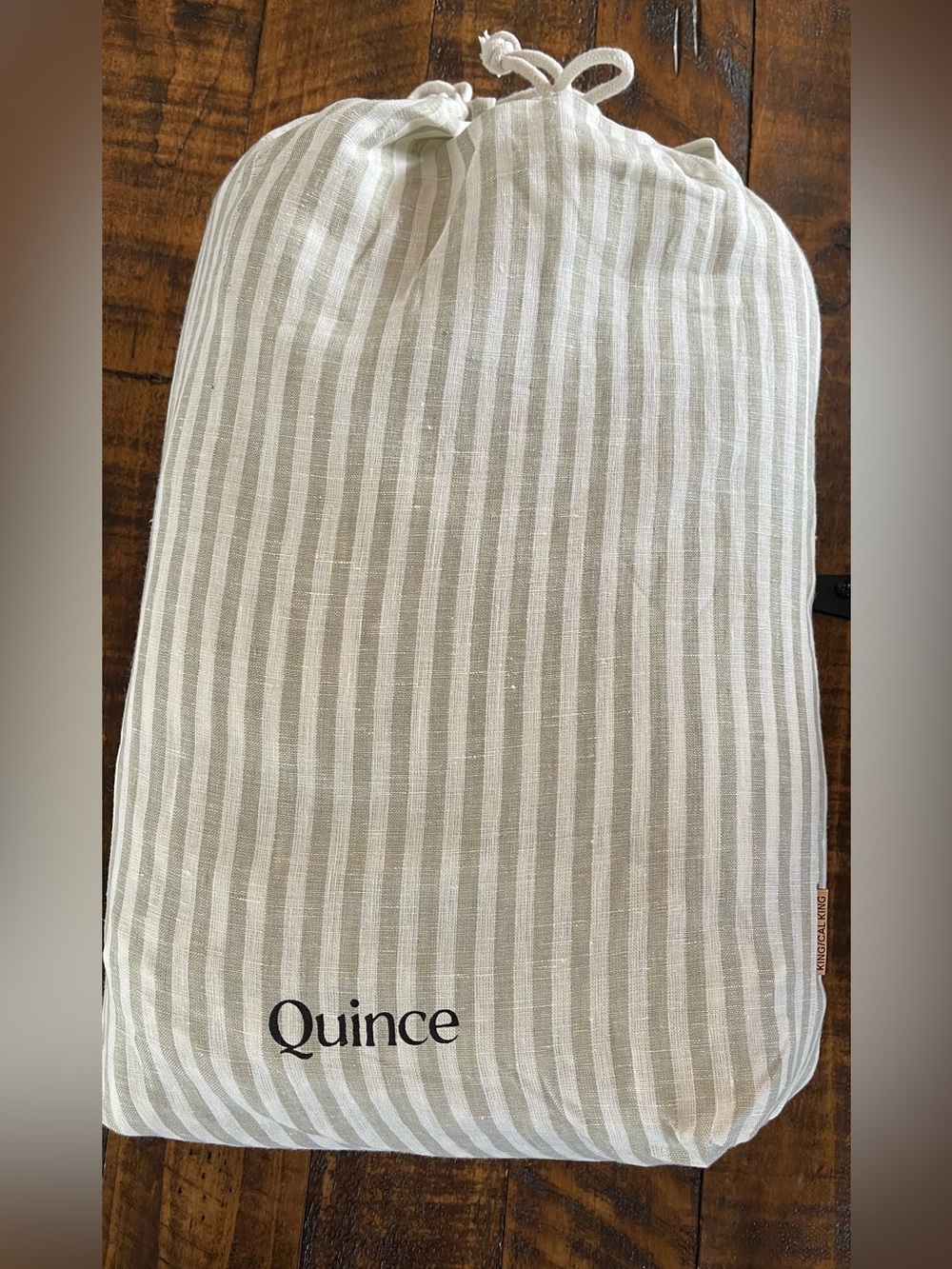NWOT Quince European Linen Stripe 1 Pc Duvet Cover, King/Cal -Willowleaf/White - Picture 3 of 6